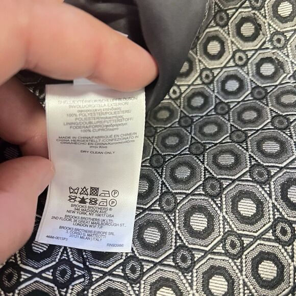 Brooks Brothers Sheath Dress Black Silver Geometric Star Jacguard Size 2 Office - Picture 9 of 11